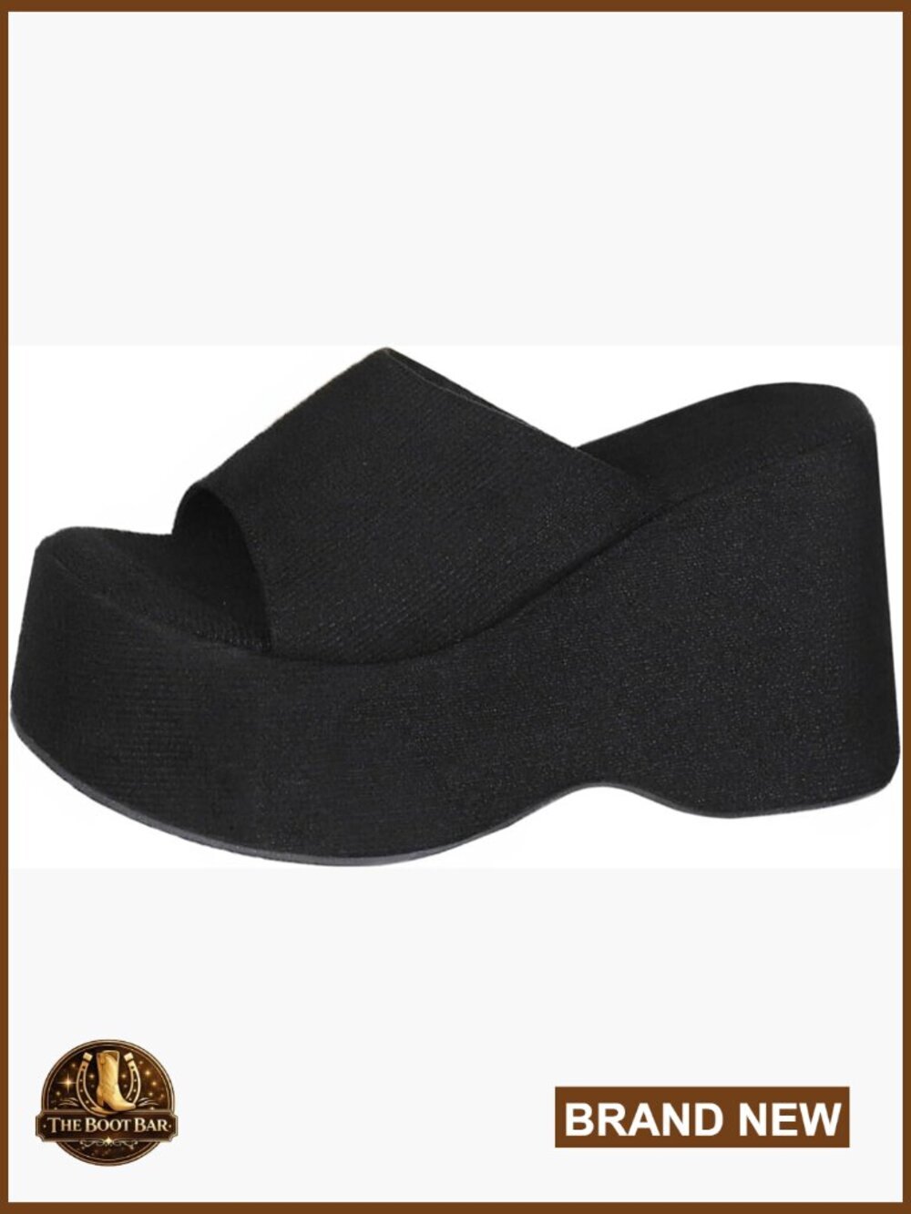 Suede Platform Wedge Heel Slide Sandals Y2K Round Open Toe Slip-On